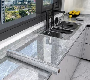 UDK Vinyl 0.6*5M <strong>Kitchen</strong> Marble Cover <strong>Tile</strong> Lampblack <strong>Sticker</strong> Waterproof and Oil Stain Proof Wall <strong>Sticker</strong> <strong>for</strong> <strong>Kitchen</strong> Decor - Product Image 2