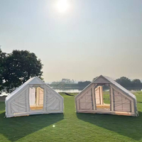 Grande tente de glamping double couche quatre saisons pour le camping, facile à monter, en tissu Oxford gonflable, avec une chambre et un salon pour adultes