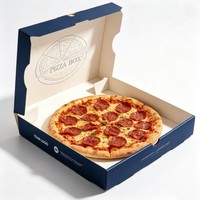 Cajas de Pizza Corrugadas Impresas con Material Reciclable, Caja Cuadrada Desechable para Empacar Comida para Llevar