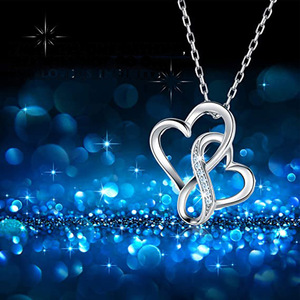 Collana con Ciondolo a Doppio Cuore Madre e Figlio per Donne, Regalo per la Festa della Mamma, Gioielli alla Moda - Product Image 1