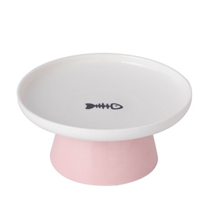 Bol en céramique surélevé pour chat avec support pour le cou, pour chats et petits chiens, forme arrondie, finition brillante, plat de nourrissage pour animaux de compagnie - Product Image 5