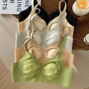 Prix d'usine Soutien-gorge sans couture en forme d'oreilles de lapin, léger, sans armatures, une pièce, en soie glacée, couvrant entièrement la poitrine, anti-affaissement - Product Image 5