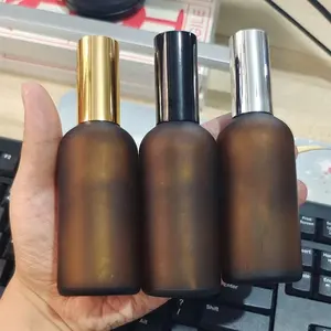 אריזות קוסמטיות 3.4oz 100ml ריק ענבר חלבית בושם מרסס ערפל זכוכית בקבוקי אלומיניום מרסס כובע עבור ארומתרפיה