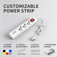 Cable de extensión universal, 3m, 5m, 4 enchufes de extensión eléctricos, conectado con cable de alimentación 3x4