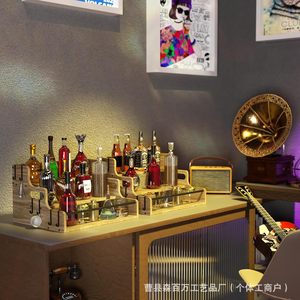 Wooden Wine <b>Bottle</b> <b>Storage</b> <b>Rack</b> 3 Tier Solid Wood Cocktail Display Stand Multifunctional Kitchen Organizer - Product Image 3