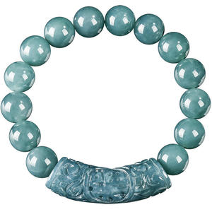 หยกธรรมชาติหยกน้ำเงินสร้อยข้อมือหยก UNISEX รูปแบบมงคลสไตล์จีนของขวัญพร้อมใบรับรองการประเมินราคา SL51 - Product Image 5