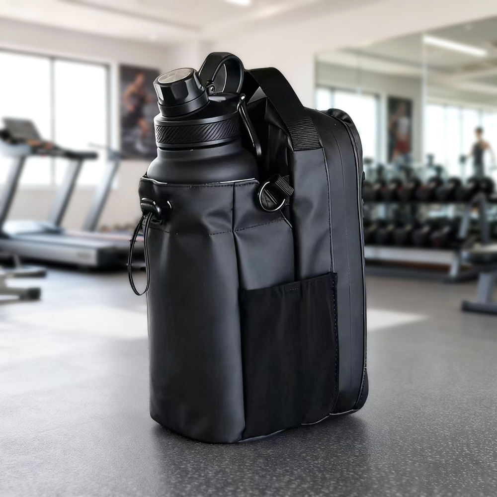 Custom Logo Gym Bag Large Capacity Water Resistant Portable Crossbody Strap Polyester Lining-Magnetic Cup Holder for Phone Water