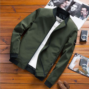 Jaket Pria Kerah Tegak Ritsleting Warna Solid Musim Semi dan Gugur Model Slim Sehe Fashion - Product Image 3