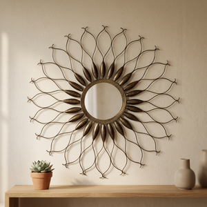 Superbe décoration murale Sunburst en métal pour salon chambre jardin extérieur patio pièce d'accent - Product Image 1