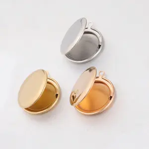High Polished Stainless Steel DIY Picture Round Photo Locket Pendant For DIY Jewelry Making 25*30mm