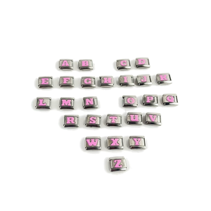 กำไลข้อมือ<span class=keywords><strong>ส</strong></span>ายนาฬิกาโลหะพร้อมจี้ A-Z <span class=keywords><strong>ตัว</strong></span><span class=keywords><strong>อักษร</strong></span>อิตาลี<span class=keywords><strong>ส</strong></span>ีชมพูสำหรับงานประดิษฐ์ทำด้วย<span class=keywords><strong>ตัว</strong></span>เอง - Product Image 2