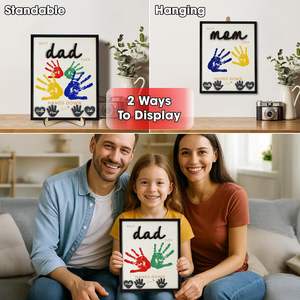 Hands Down Best Mom Ever DIY Handprint Kit with Non-Toxic Paints, Wood Frame &amp; Keychain - Birthday Mother's Day <strong>Gift</strong> for <strong>Mum</strong> - Product Image 3