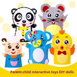 Kit de Muñeca Divertida Cosida a Mano para Jardín de Infancia, Tela No Tejida Resistente a la Abrasión, Patrón de Animales, Kit Pesado, Muñeca de Dedo de Dibujos Animados para Niños - Product Image 3