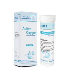 Bandelettes de <span class=keywords><strong>test</strong></span> d'<span class=keywords><strong>oxygène</strong></span> <span class=keywords><strong>actif</strong></span> pour aquarium, 80x5mm, pour la détection de l'alcalinité totale, du chlore et des nitrates - Product Image 1