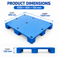 Palette en plastique fermée robuste HUADING 1000*800*150 mm pour le stockage en entrepôt, le transport et la logistique