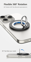 Support magnétique pour téléphone, ultra-fin 360° °   Poignée rotative pour doigt, aimant puissant pour iPhone et Android