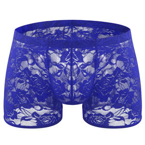 Groothandel Heren <span class=keywords><strong>Sexy</strong></span> Rose Kant Transparantie Mesh Gaas Slips Ondergoed Zacht Ademend <span class=keywords><strong>Sissy</strong></span> Low-Rise Boxershort - Product Image 3