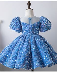 Elegante <span class=keywords><strong>Vestido</strong></span> de Princesa con Mangas Abullonadas <span class=keywords><strong>para</strong></span> Niñas, Primera Comunión, Baile Infantil, Lindo <span class=keywords><strong>Vestido</strong></span> Azul <span class=keywords><strong>para</strong></span> Cumpleaños de Bebé Niña - Product Image 6