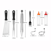 Kit de Accesorios para Parrilla Exterior Tc, Juego de Espátulas, Juego de Herramientas Duraderas para Parrilla Plana, Utensilios de Cocina para Asar