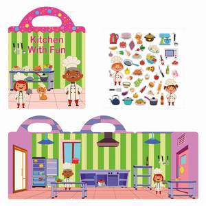 2026 Portable Sticker Book for Children Aged 2-5 <b>Repeatedly</b> Stick Kitchen Scenes Early Education Enlightenment - Product Image 1