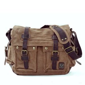 Lona vintage con cuero para hombres y mujeres, <span class=keywords><strong>bandolera</strong></span> de hombro, <span class=keywords><strong>bandolera</strong></span> de hombro simple informal - Product Image 6