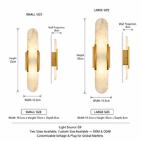 Applique murale de luxe en marbre d'albâtre naturel, laiton doré, lampe murale LED G9, lumière de chevet nordique pour chambre à coucher, salon, hôtel