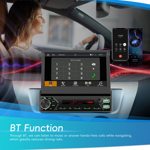 Lecteur MP5 pour voiture Podofo 1 Din avec écran IPS 7 pouces, écran motorisé, CarPlay sans fil, Android Auto, DAB, double USB Type-C + MIC, autoradio - Product Image 3