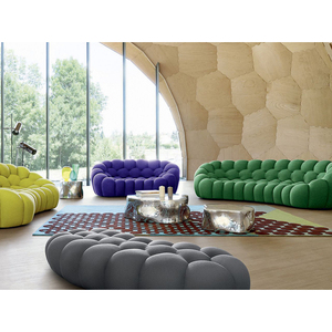 Ghế Sofa Nút Bọc Vải Hiện Đại Miếng Bọt Biển Co Giãn Cao Hình Ghế Cong 2 Hoặc 3 Hoặc 4 Ghế Sofa Chần Xốp - Product Image 2