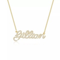 Collier personnalisé en or 18 carats plaqué or avec lettres en moissanite VVS GRA serties pavé, breloques pendentifs DIY en argent 925