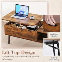Compartiment caché moderne et grande étagère de rangement Table basse centrale en bois pour salon et bureau à la maison
