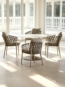 Best Rope Rattan aluminum Waterproof Dinning <b>Chair</b> Patio Restaurant Aluminium <b>Stackable</b> <b>Outdoor</b> Dining <b>Chair</b> for Garden hotel - Product Image 2