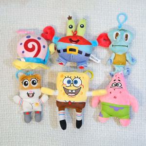 Peluches <span class=keywords><strong>Bob</strong></span> l'éponge de 10 cm (4 pouces) en gros, petites poupées pendentifs, jouets porte-clés en peluche de personnages de dessins animés pour machine à griffes - Product Image 2