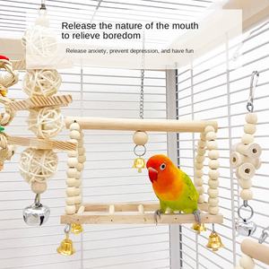 Thân thiện với môi trường Gỗ Vẹt Đồ Chơi Gỗ Kết Hợp Màu Sắc Bộ Chơi Cắn Hạt Màu Xích Đu Thang Đồ Dùng Cho Chim Sản Xuất Tại Trung Quốc BB321 - Product Image 4