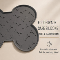 Tapis de table pour animaux de compagnie en silicone texturé en forme d'os, qualité alimentaire, avec rebord surélevé, anti-fuite, imperméable, 305 x 380 mm