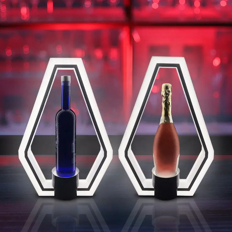 מדף תצוגת בקבוקים מותאם אישית של לינקונד מדפי יין LED אקריליק קישוט בר LED לקידום מותג