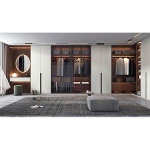 Armoire en bois avec porte en verre de luxe sur mesure, meubles de chambre à coucher, organisateur de rangement, armoires, étagères de rangement, placards de chambre à coucher - Product Image 6