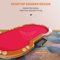 Table de poker Texas Hold'em YH avec tiroir de rangement - Table de poker ovale de casino de 270 cm avec base polygonale et porte-gobelets en acier