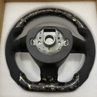 Volant sport en cuir et fibre de carbone forgée or, 40 mm, 3 branches, pour VW Golf MK4/MK5/MK6 B6 3C Polo Passat, Plug & Play