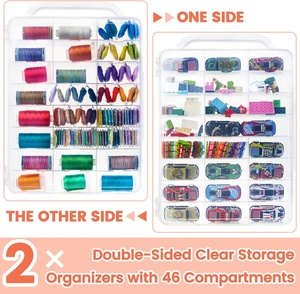Boîtes de <span class=keywords><strong>rangement</strong></span> rectangulaires en plastique double face pour <span class=keywords><strong>couture</strong></span>, 2x46 compartiments, transparentes, pour aiguilles et petits travaux manuels - Product Image 2