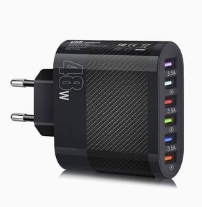 3.5A 48W Fast Travel Charging Wall Adapter 6-USB Mobile Phone Charger Multi-Interface for UK EU US Laptop - Product Image 1