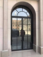Ventana de Hierro Forjado Arqueada, Diseño Antiguo, Personalizable y Duradera, para Decoración de Casas y Villas, Ventanas Francesas