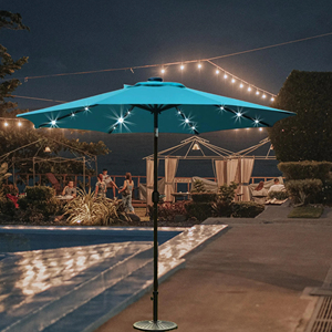 2023 High Quality Large Outdoor Patio <b>Umbrella</b> with LED Solar Light Modern Steel Frame Design for Hotel Garden <b>Table</b> Parasol - Product Image 1
