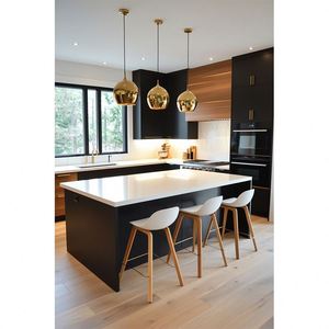 Modern Luxury Kitchen Design Custom Complete Kitchen Island Solid <b>Wood</b> Plywood Cabinets Waterproof Sink Backsplash Home - Product Image 6