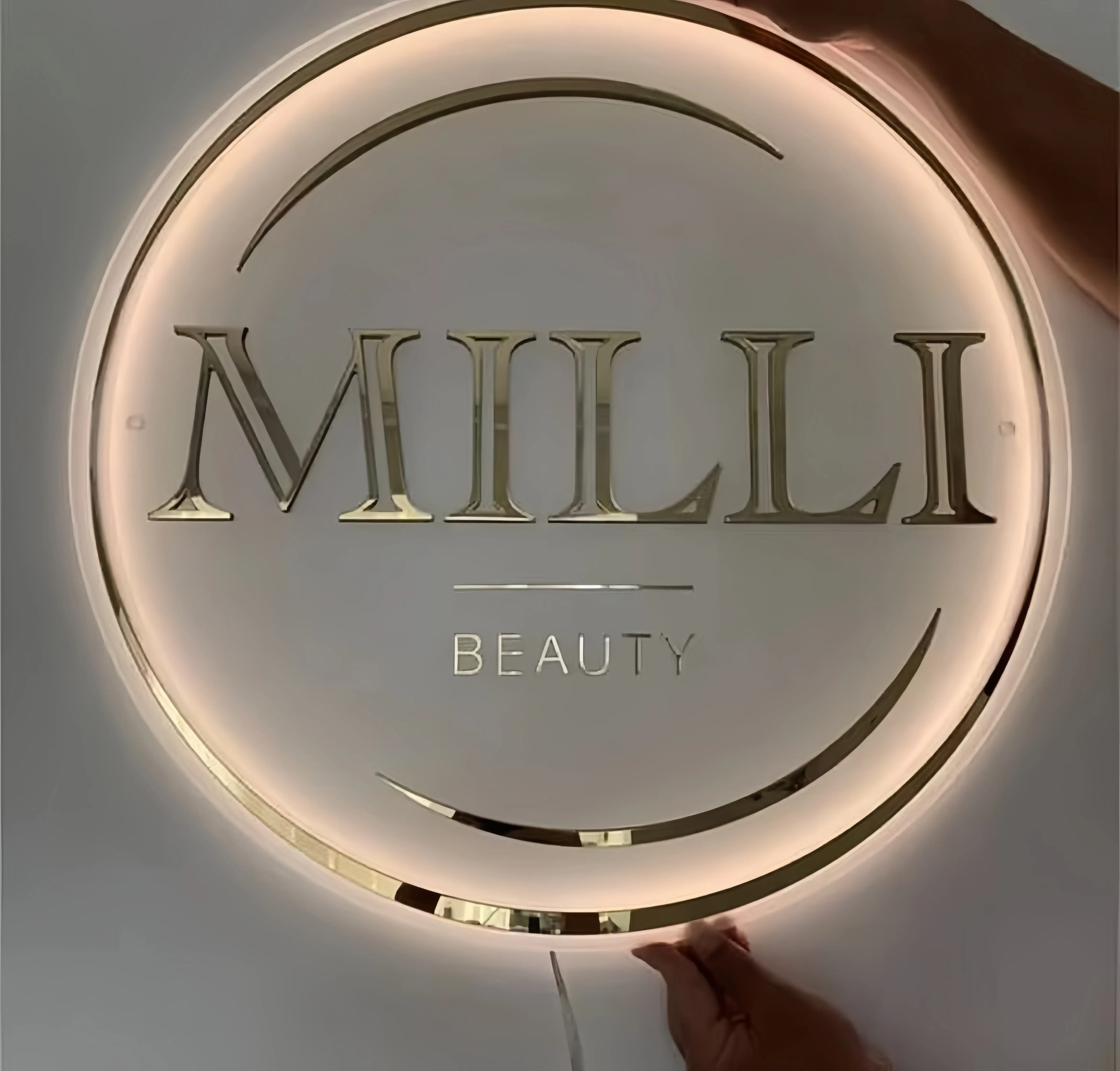 Led letter sign round acrilico sign board 3d retroilluminato metal sign letter beauty salon shop