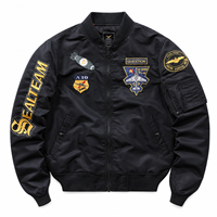 Blouson Bomber Vintage en Toile Imprimée avec Col Montant et Fermeture Éclair, Long, Brodé, à Capuche, Hiver, Service OEM