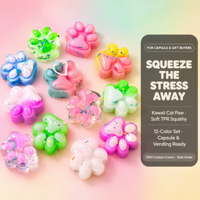 Jouet anti-stress en forme de patte de chat, jouet à presser en TPR souple, jouet sensoriel coloré Kawaii pour enfants et adultes, vente en gros