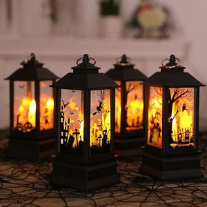 Lanterne vintage suspendue pour Halloween, lumières de fête, lumières LED de bougie, alimentées par piles, décorations pour la maison, fête - Product Image 6