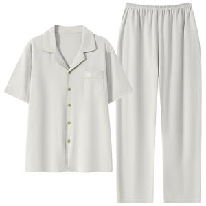 Cardigan Casual da <span class=keywords><strong>uomo</strong></span> in cotone estivo vestito esterno nuovo all'ingrosso pigiama e pantaloni a manica corta tinta unita vestiti per la casa - Product Image 1