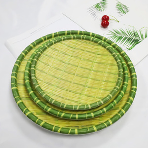 热销10英寸圆形竹纹塑料餐盘环保三聚氰胺餐盘 - Product Image 2