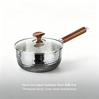 Unbeschichteter Weißer Verdickter Edelstahl-Milchtopf 18cm Suppentopf zum Dämpfen von Speisen, Kochen von Nudeln und zum Reinigen von Küchenutensilien